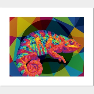 Geo Chameleon Rainbow Posters and Art